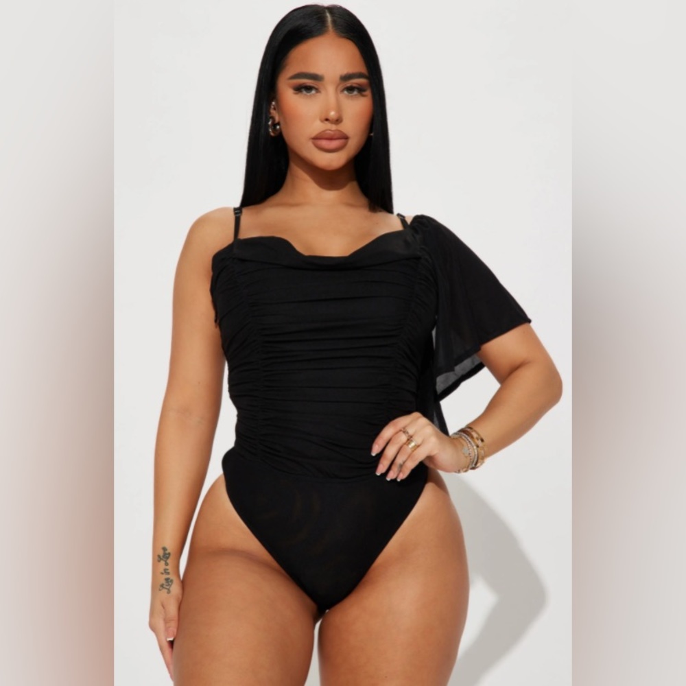 Black Ruffled Bodysuit